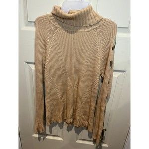 DKNY Turtleneck Sweater with Velvet-texture tie sleeve